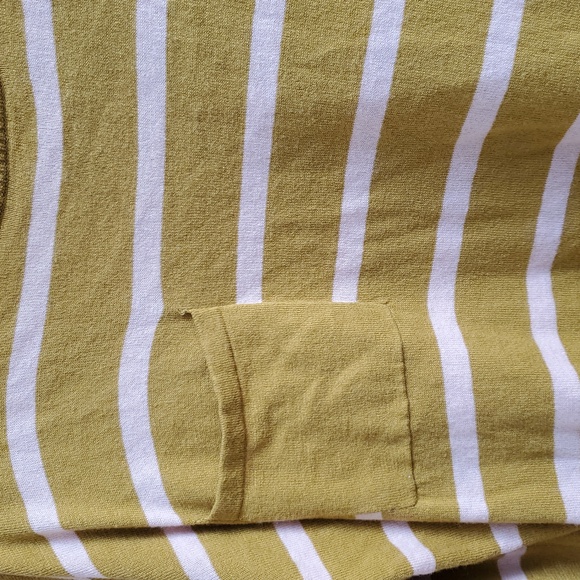 Nine West Yellow and White Striped Crew Neck Sweater - Picture 3 of 6